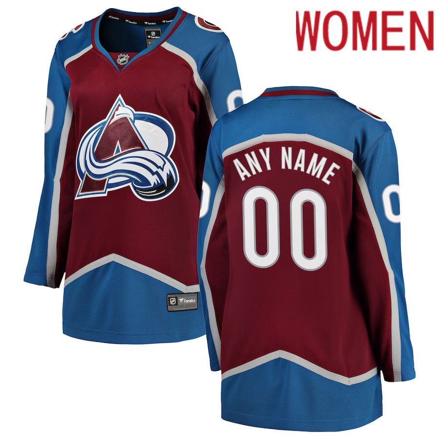 Women Colorado Avalanche Fanatics Branded Maroon Home Breakaway Custom NHL Jersey->customized nhl jersey->Custom Jersey